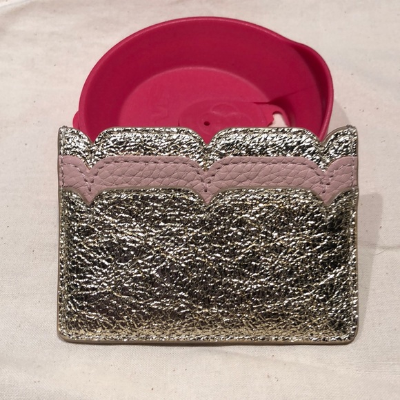 Tory Burch Scallop-T Metallic Card Case - Picture 2 of 4